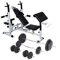 Klupa za dizanje utega sa stalkom i setom utega 90 kg