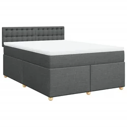 Vidaxl Box spring postelja z vzmetnico temno siva 160x200 cm blago