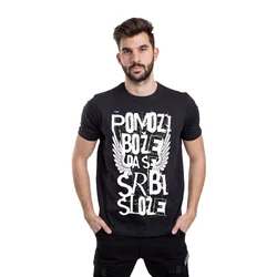 011Shop Muška majica kratkih rukava Pomozi Bože da se Srbi slože, Crna