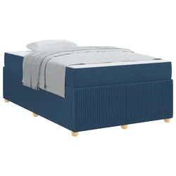 Vidaxl Konstrukcija postelje z vzmetnico Modra 120 x 190 cm blago