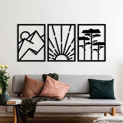 Atelier Del Sofa Set zidnih dekoracija Vista Trio B, 56x42 cm 1.5 mm, 3 komada, Crna