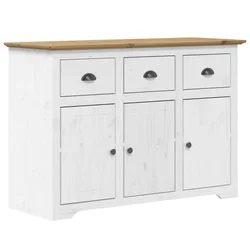 Vidaxl Komoda BODO bela in rjava 115,5x44x80 cm trdna borovina