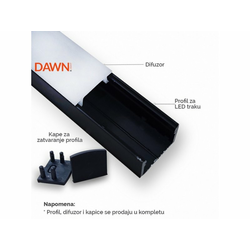 DAWN led profil LL-ALP004-R komplet crni