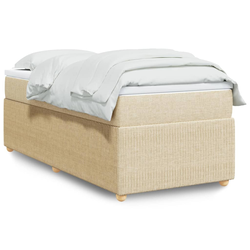 vidaXL Box spring postelja z vzmetnico krem 90x200 cm blago