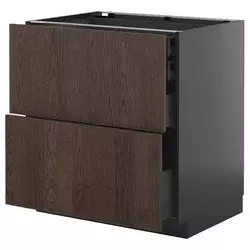 METOD / KNIVSHULT Pod.orm.2front/2dnj/1srd/1vis.fiok, Crnosiva/Sinarp smeđa, 80x60 cm
