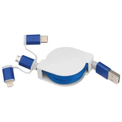 KABEL ZA PUNJENJE UVLAČNI USB SA 3 KONEKTORA MACMA 2165204 PLAVI