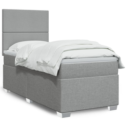 Vidaxl Box spring postelja z vzmetnico svetlo siv 100x200 cm blago