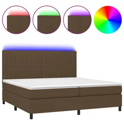 vidaXL vidaXL Box spring postelja z vzmetnico LED temno rjava 200x200cm blago, (20902123)
