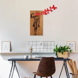 Wallity Zidna dekoracija Banksy - 16, 99 x 34 cm,  Smeđa
