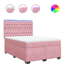 Vidaxl Box spring postelja z vzmetnico roza 140x190 cm žamet