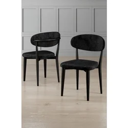 Hanah Home set trpezarijskih stolica Onex 2 kom, crna bukle tkanina, crne drvene noge