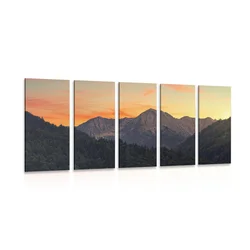 5-delna slika sončni zahod na gorah - 200x100