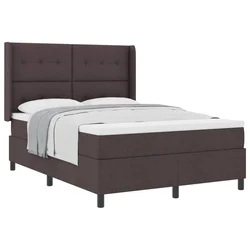 Vidaxl Postelja z vzmetnico z blazino Temno rjava 190 x 140 cm blago