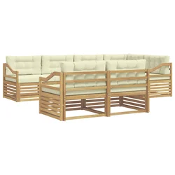 Set vanjskih sofa s jastukom 7 pcs Bijela i krem Poliester