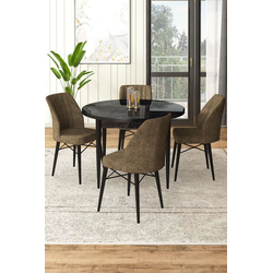 Hanah Home Set Trpezarijski sto i 4 stolice, Braon-crni