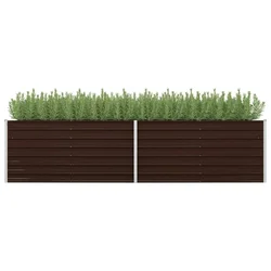 Vidaxl Visoka greda rjava 320x80x77 cm pocinkano jeklo