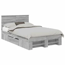 Vidaxl Konstrukcija postelje Siva Sonoma 137 x 203 cm Konstruiran les