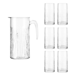 7-piece water serving set, made from glass, Oak - Borgonovo