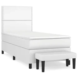 Vidaxl Box spring postelja z vzmetnico bel 100x200 cm umetno usnje