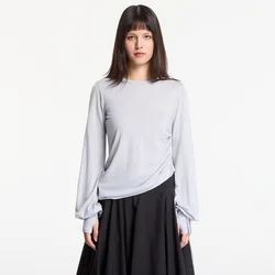 Majice Y-3 Wool Cinched Drape Long Sleeve Long-Sleeve Top Lgh Solid Grey L