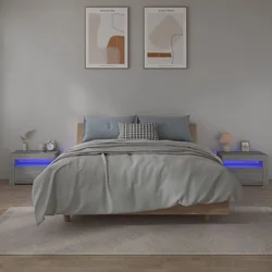 Noćni ormarići 2 kom s LED svjetlima boja hrasta 60x35x40 cm
