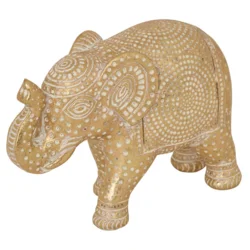 Dekor.figura-slon Gajah 16.5x7x11.5cm boja zlata/beli Atmosphera