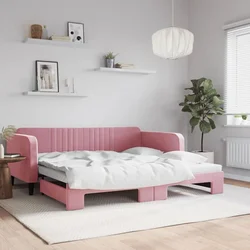 shumee Izvlečna dnevna postelja roza 100x200 cm žamet