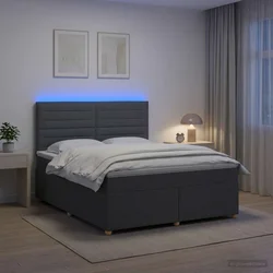 Postelja boxspring z vzmetnico Temno siva 160 x 200 cm Blago