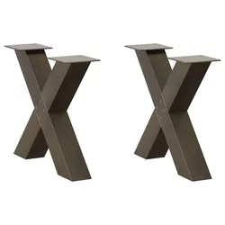 Noge za klub stolić u obliku slova X, 2 kom, prirodni čelik, 50 x (42-43) cm, čelik