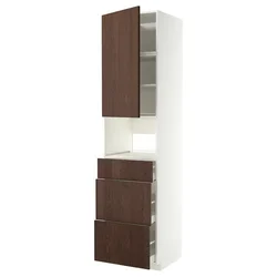 METOD/MAXIMERA Visoka omara za vgrad gspd aparate, bela/Sinarp rjava, 60x60x240 cm