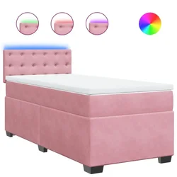 Vidaxl Box spring postelja z vzmetnico roza 100x200 cm žamet