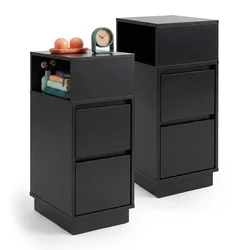 Northix Kompaktna nočna omarica iz MDF s predali, 64x24x30 cm