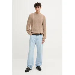 Bombažen pulover Tommy Jeans moški, rjava barva, DM0DM22101