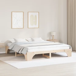 vidaXL Posteljni okvir Naravni Trden borov les 200 x 200 cm