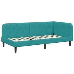 Vidaxl Kotna postelja Turkizna 90 x 190 cm Žamet