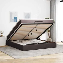 vidaXL Otomanski posteljni okvir z vzmetnico temno rjava 180x200 cm