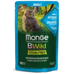 MONGE Sos za mačke sa inćunima i povrćem Bwild Adult grain free 85g