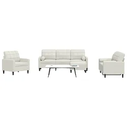 4-dijelni set sofa s jastucima krem baršunasti
