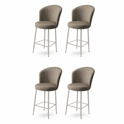 HANAH HOME Set 4 barske stolice Fora Cappuccino Chrome