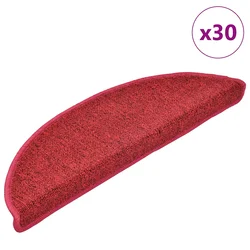 Prostirke za stepenice 30 kom 56x17x3 cm crvene poluokrugle