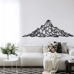 WallXpert metalni zidni ukras 5106, geometrijski planinski venac, 61 x 20 cm, crni