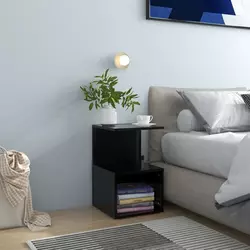 vidaXL Nočna omarica črna 35x35x55 cm iverna plošča