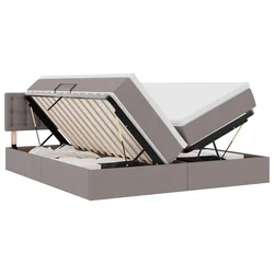 Krevet s od storage Sivo-smeđa 200 x 200 cm Lažna koža