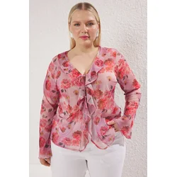 Trendyol Curve Ženska bluza Tbbss25Af00093, Roze
