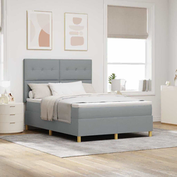 LED Box Spring Krevet Svijetlo siva 160 x 200 cm tkanina