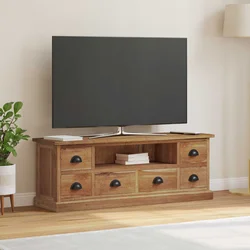 TV stalak s ladicama Prirodna 110 x 30 x 40 cm Čvrsto teak drvo