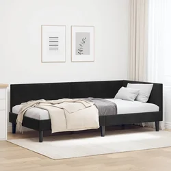 Kutni okvir kreveta s uzglavljem Crna 80 cm x 200 cm Baršun