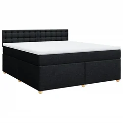 Vidaxl Box spring postelja z vzmetnico črna 180x200 cm blago
