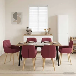 Trpezarijske stolice 6 pcs Tkanina Vinska crvena
