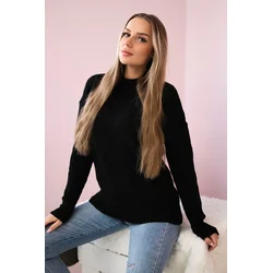 Pullover sweater with fashionable black weave